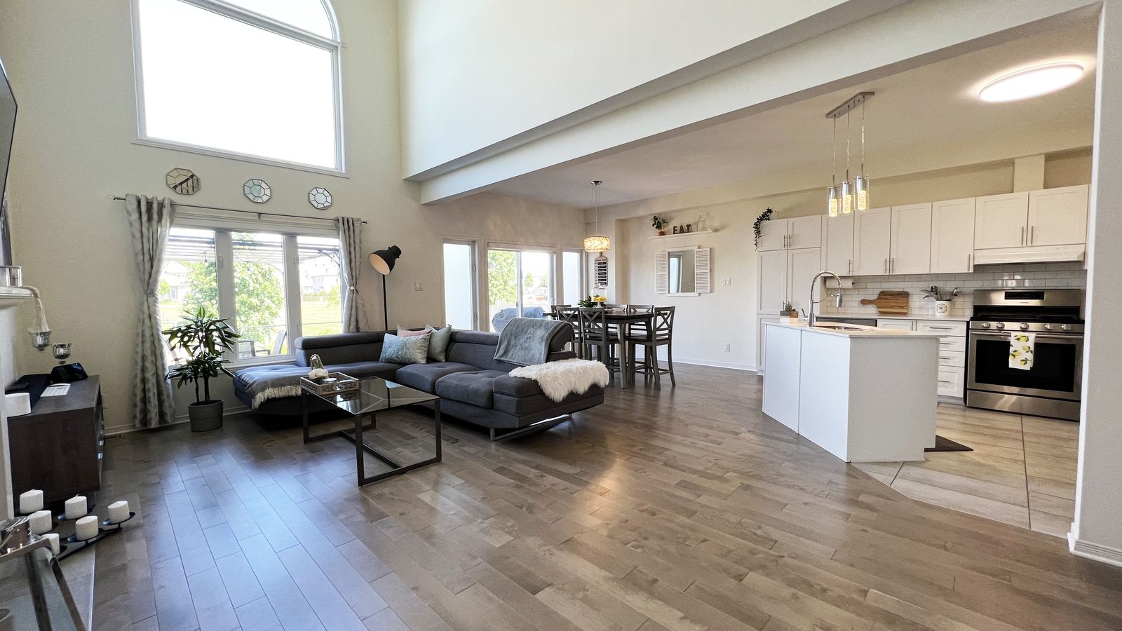 Living room with 18ft vaulted ceiling