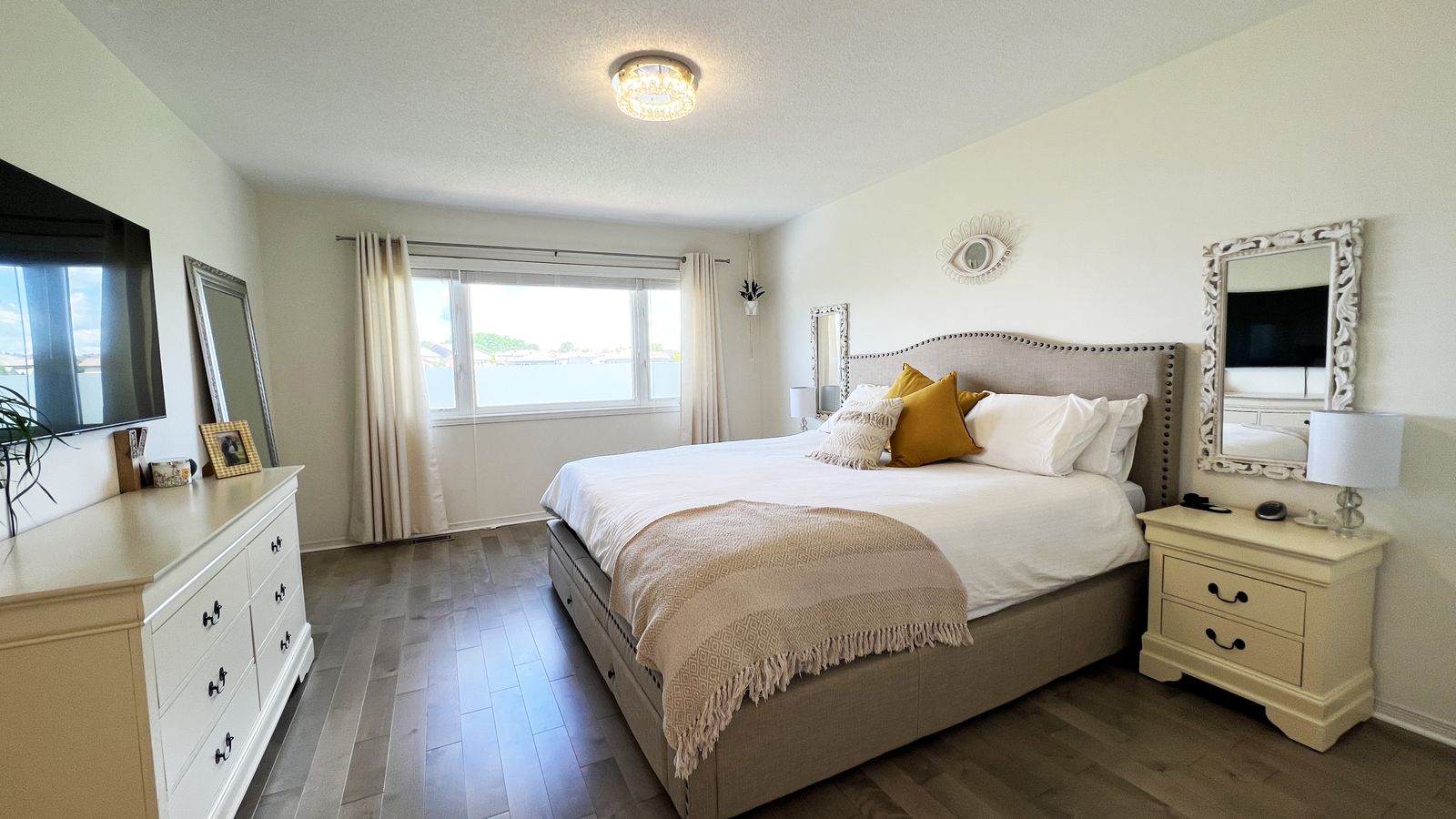 Primary bedroom with king bed